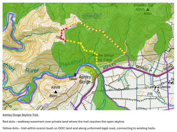 Map of Ashley Gorge Skyline Trail