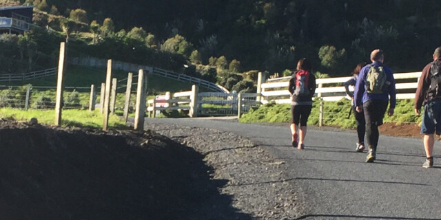 walking along road