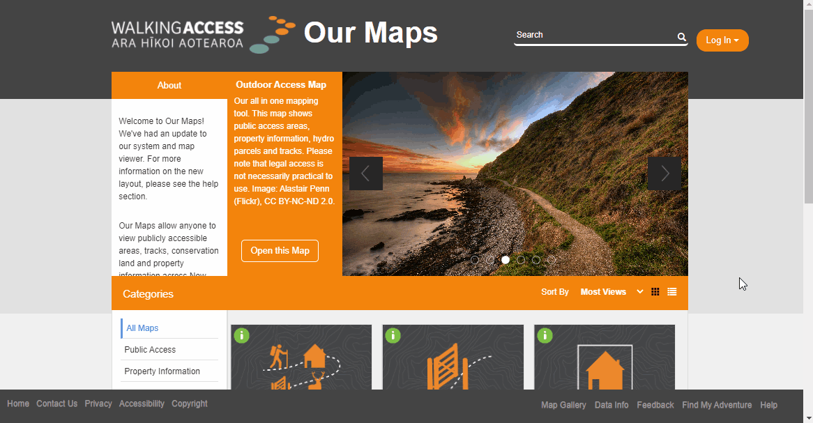 Animation of logging into Our Maps