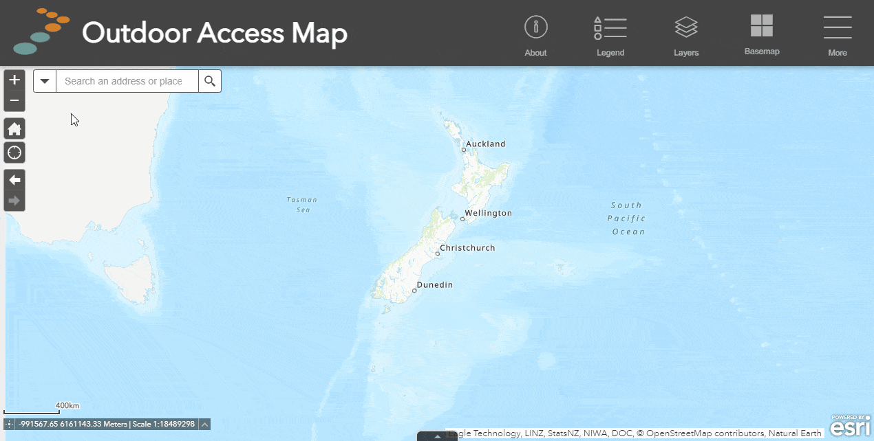 Animation of zooming in and out on the map