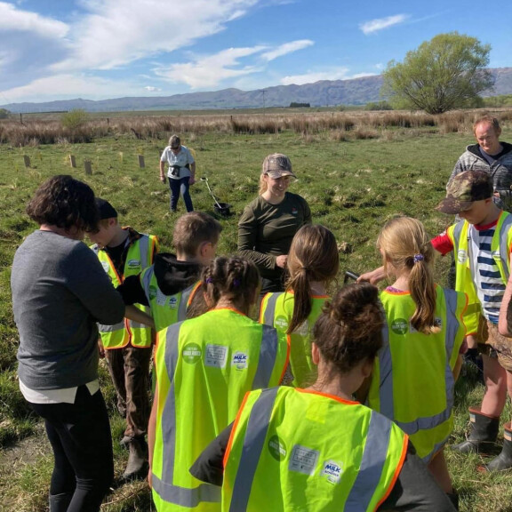WIlson Road Community Site   Maniototo Area School at the first site planting in 2023
