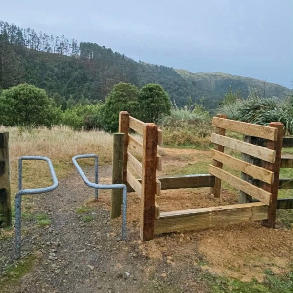 Horse and bike gate that prevents access for motorised vehicles. 