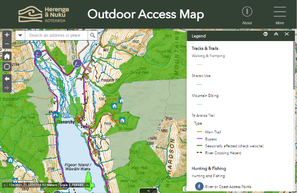 Screenshot of an outdoor access map.
